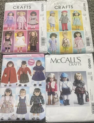 McCalls Sewing Pattern 18" Doll Clothes UNCUT (6005,6137,6580) Butterick B5587 - Image 1 of 4