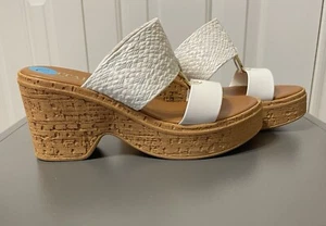 Italian Shoemakers Hasbro High Wedge Slip On Platform Sandals White Size 7.5 - Picture 1 of 11