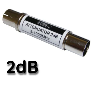 2dB TV Aerial IEC In-Line Attenuator Plug-In Signal Reducer Coax Plug to Socket - Picture 1 of 2