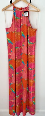 NWT Trina Turk Maxi Swim Cover up Maxi Dress GINKO LEAVES SZ MED Nylon& Spandex - Image 1 of 4