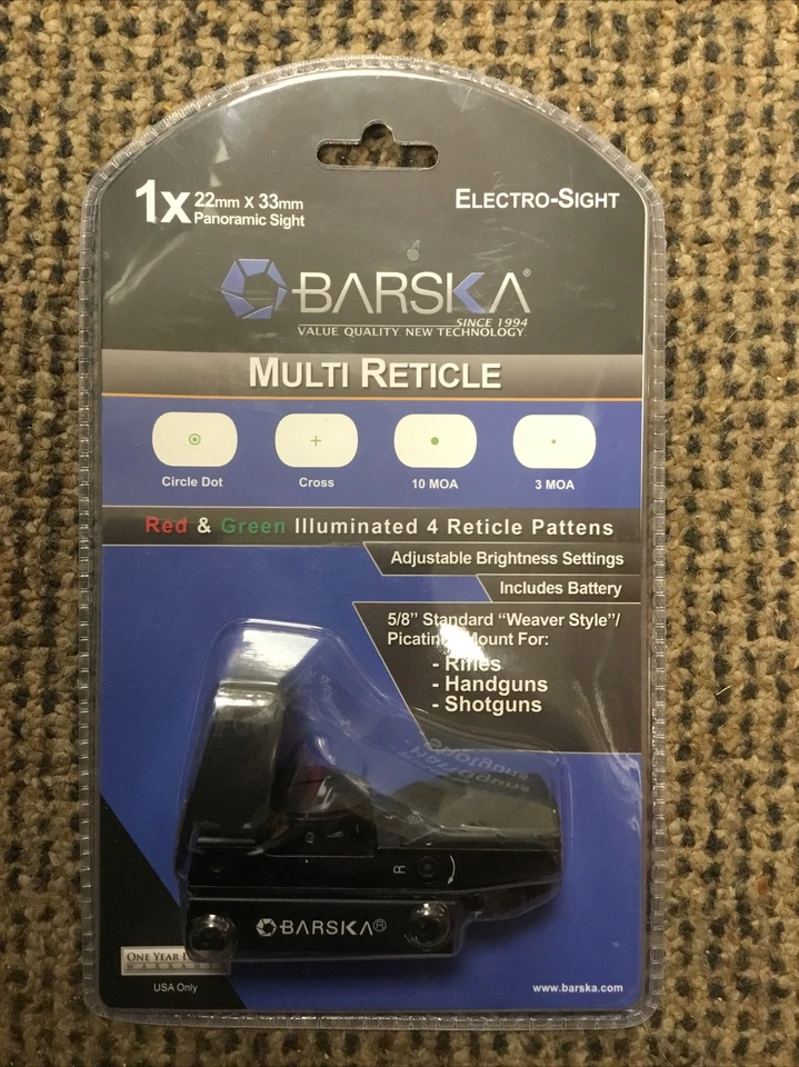 Barska 电子瞄准多十字线 22 毫米 X33 毫米瞄准镜 AC11705 全新 — 第 1/2 张图片