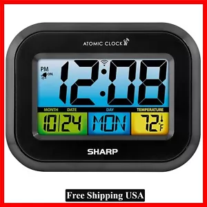 Atomic Digital Alarm Clock Battery Operated Self-Setting Digital Wall Desk Clock - Picture 1 of 9
