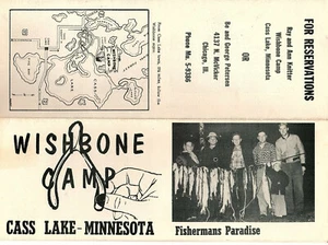 Wishbone Camp Cass Lake Minnesota Vtge Travel Brochure Great Fishing B&W Photos - Picture 1 of 4