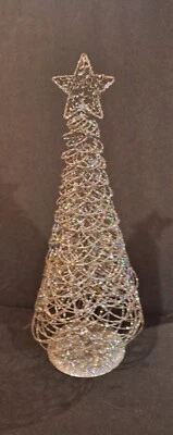 17.5" Tall Silver Wire,  Christmas Tree With Star 1 8"wide. - Image 1 of 4