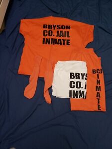 Authentic Jail Inmate Uniform 2pc Shirt & Pant XL Prison Prisoner Orange Scrub