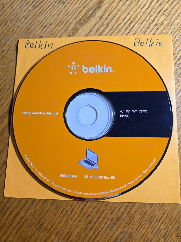 Belkin Driver Disc Wi-Fi Router N150 Setup & User Manual CD Software  - Image 1 of 1