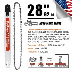 28'' Chainsaw Bar Chain 3/8'' 0.058'' 92DL For Husqvarna 288 298 365 372XP 390XP - Picture 1 of 2