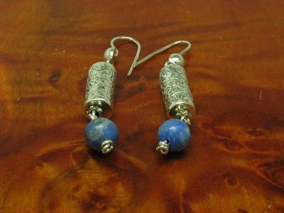 800 Orecchini D'Argento Con Lapislazzuli Ricoperto/Orecchini / Vero Argento / - Immagine 1 di 3