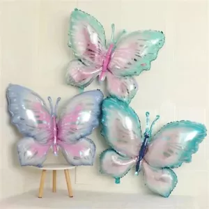40inch Butterfly Happy Birthday Foil Balloon Set Children Party Pink Blue - Picture 1 of 16