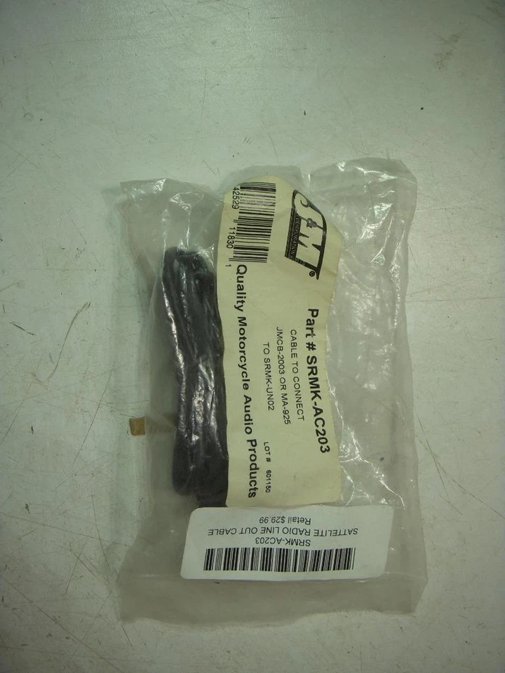 GL1800 GOLDWING HONDA J&M MOTOCICLETA AUDIO AURICULARES CABLE DE CONEXIÓN SRMK-AC203 Foto 1 de 1