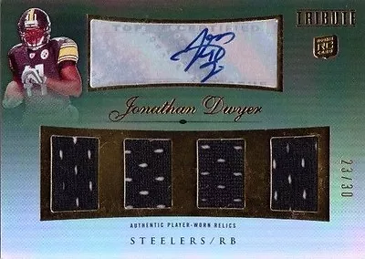 JONATHAN DWYER 2010 Topps Tribute Autograph Quad Jersey 23/30 Rookie Auto Card - Image 1 of 2