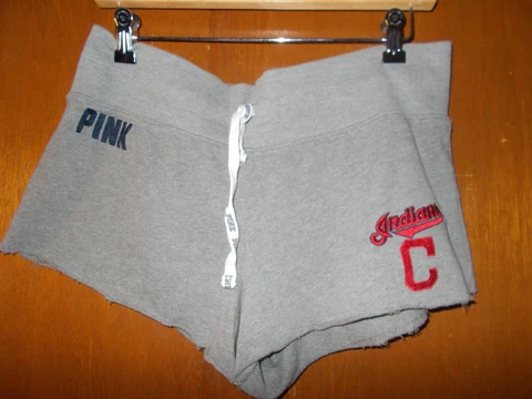 PINK VICTORIA'S SECRET Cleveland Indians MLB SHORTy BOOTY SHORTS ~ WOMENS M Cover