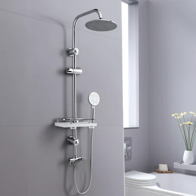 COLONNA DOCCIA con SOFFIONE TONDO E DOCCETTA ACCIAIO INOX D.20CM Anticalcare - Immagine 1 di 4