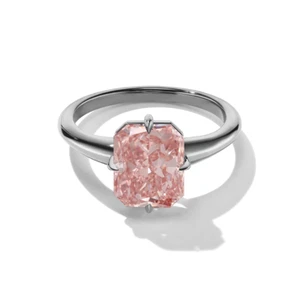 Women Wedding Ring 3.90 Ct IGI Lab Grown Fancy Vivid Pink Diamond 18K White Gold - Imagen 1 de 9