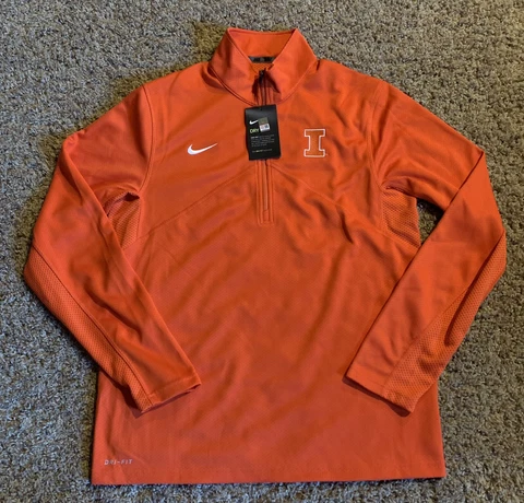 NEW Nike Illinois Fighting Illini Mens Dri-Fit 1/4 Zip Longsleeve Jacket Medium Cover