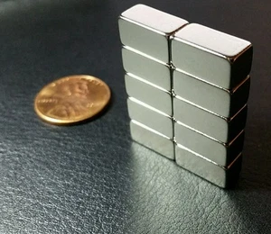 10 imanes de neodimio 1/2 x 1/4 x 1/8 pulgadas bloque N52 tierras raras - Imagen 1 de 9