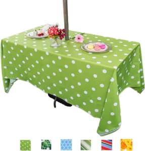 Outdoor Rectangle Tablecloth with Umbrella Hole Zipper for Spring Summer Patio P - Picture 1 of 12