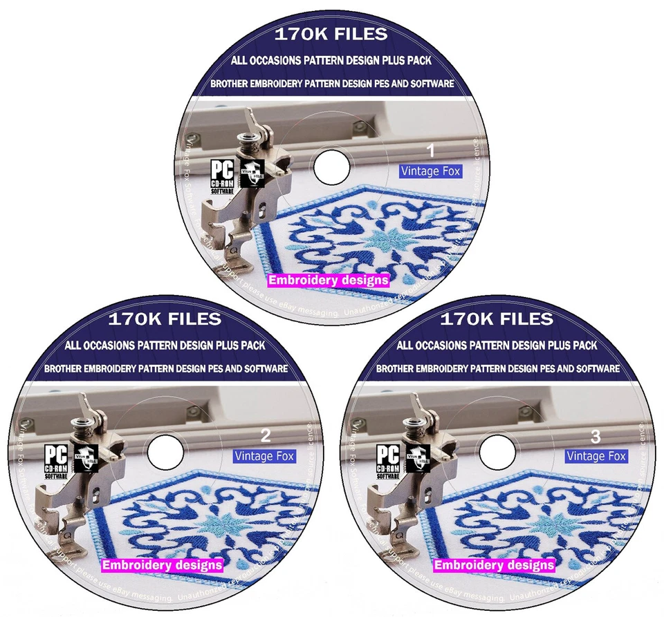 170,000 All Occasion Brother Embroidery Pattern Design Pack + Software PC DVD