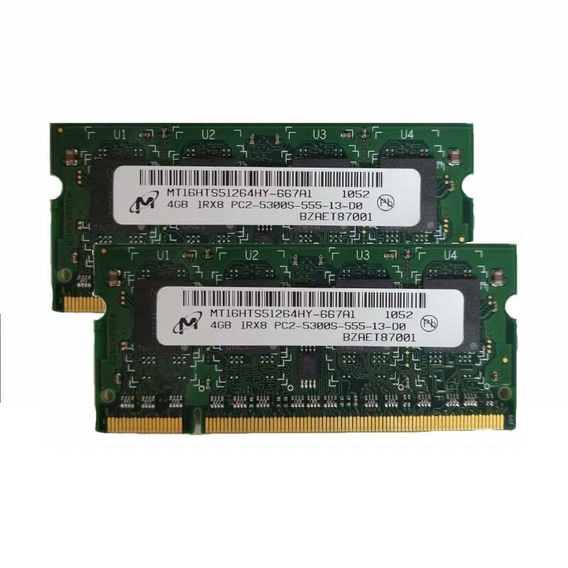 2pcs Micron 4GB 1Rx8 PC2-5300S DDR2 667Mhz 200Pin RAM Memory Laptop SO-DIMM" - Image 1 of 1