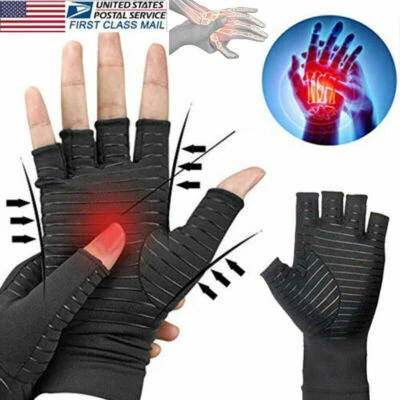 Guantes de compresión de cobre para artritis ajuste túnel carpiano mano muñequera soporte Foto 1 de 4