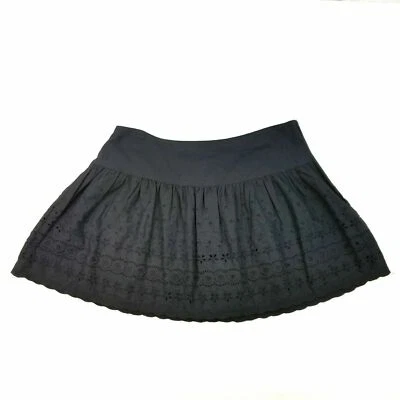 H&M Falda Mujer 10 Negro Corto Mini Plisado Yugo Cintura Parte Inferior BOHO Crochet Foto 1 de 4