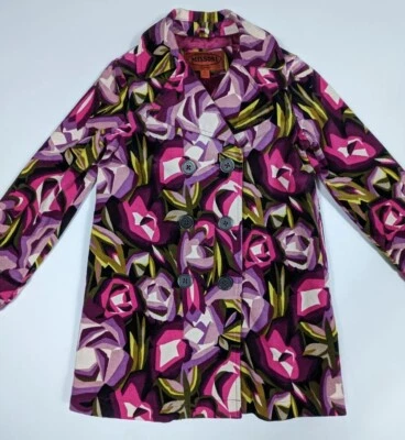 Missoni For Target Jacket Pink Purple Floral Pea Coat Trench Youth Girl's Medium - Image 1 of 4