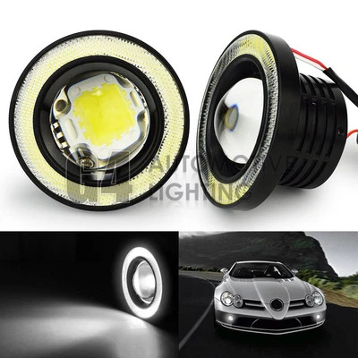 2x 3.5" Round LED Fog Light Projector Lamp 7000K White Angel Eyes DRL Halo Ring - Image 1 of 4
