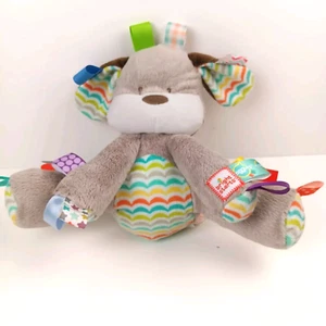 Taggies Bright Starts Gray Puppy Dog Plush 10" Lovey Rattle Baby Stuffed Animal - Picture 1 of 11