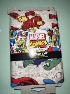 MARVEL COMICS 1 YARD CUT COTTON FABRIC 36”x44” HULK SPIDER-MAN CAPTAIN AMERICA  - Picture 1 of 2