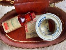 Vintage Miniature First Aid Kit in Faux Leather Travel Case 