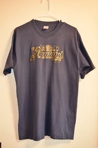 Vintage Graceland L Mens Shirt Elvis Single Stitch Screen Print Blue Gold 1990s - Picture 1 of 12