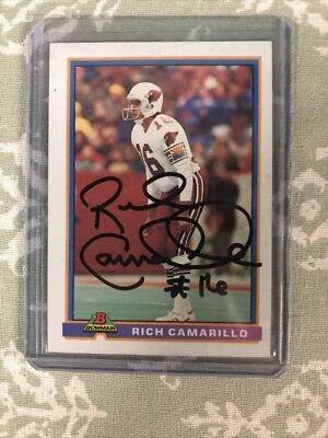 Rich Camarillo Autographed Football Card (Phoenix Cardinals) 1991 Bowman #424! - Image 1 of 4