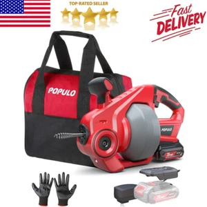 20V Electric Drain Snake 25Ft Plumbing Snake Drain Clog Remover Tools for Toilet - Bild 1 von 6
