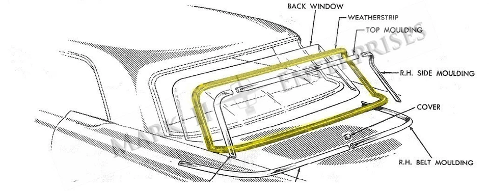 1956 - 1957 LINCOLN CONTINENTAL MARK II SELO DE BORRACHA PARA JANELA TRASEIRA DE VIDRO 4046289 - Imagem 1 de 1