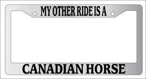 Chrome License Plate Frame My Other Ride Is A Canadian Horse -322 - Picture 1 of 1