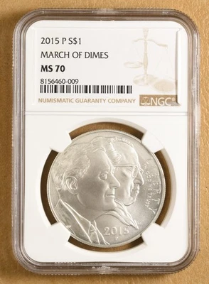 2015 P March of Dimes Commemorative Silver Dollar NGC MS70 - Image 1 of 2