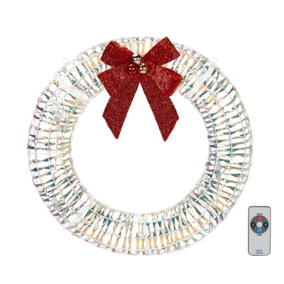 Corona de Navidad 24 pulgadas preiluminada con luces, arcos para decoraciones navideñas interiores/exteriores Foto 1 de 4