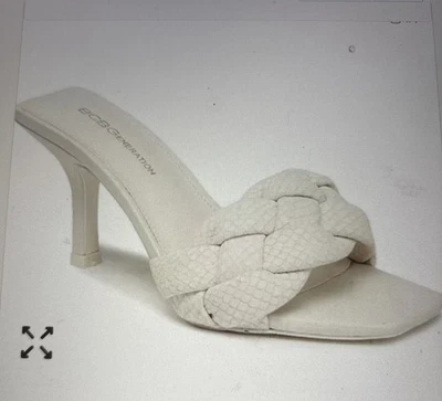 BCBGeneration 凉鞋女式 8.5 白色 Marlino 皮革高跟鞋懒人鞋 #sh8 — 第 1/4 张图片