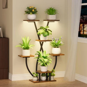 Metal Plant Stand Flower Holder Display Shelf Indoor With Grow Light 7 Tiered - Picture 1 of 7