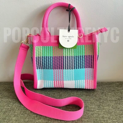 New Kate Spade x Target Pink Plaid Knit Crossbody Bag Handbag Purse Tote - Image 1 of 4