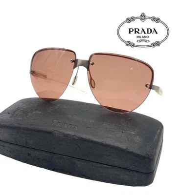 Gafas de sol PRADA SPR 73A aviador sin montura marco plateado lentes rosas hechas en Italia Foto 1 de 4