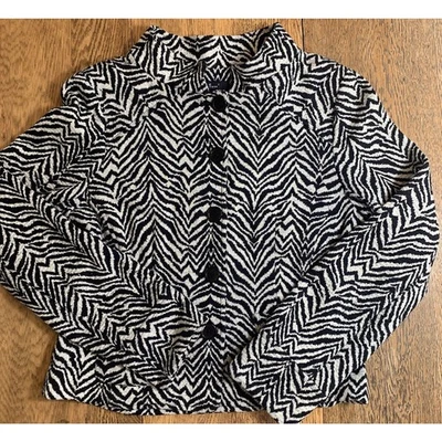 Blazer de malha ECI New York jaqueta zebra estampa animal bolsos preto branco tamanho 6 - Imagem 1 de 4