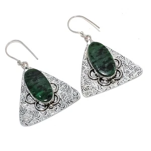 Ruby Zosite Gemstone Handmade 925 Sterling Silver Jewelry Earring 2.17" - Picture 1 of 5