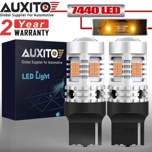 AUXIOT 2x 7440 7443 LED Rear Turn Signal Blinker Light Bulb 3000K Amber Yellow - Picture 1 of 10