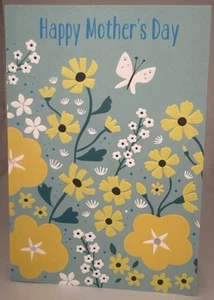 Mother's Day Greeting Card Yellow & White Embossed Flower Design  - Picture 1 of 5