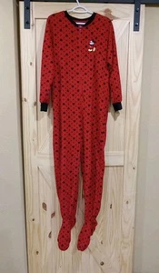 Disney Mickey Mouse Red One Piece Pajamas Bodysuit Womens Sz Med Embroidered - Picture 1 of 8