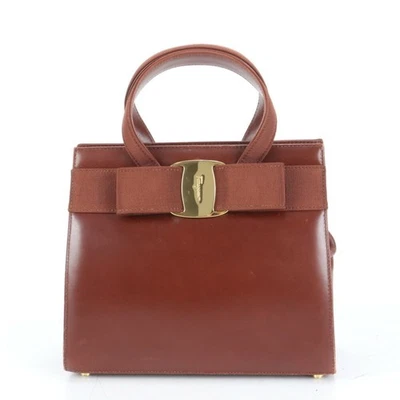 Sac De Soirée À Chaîne Vara Bow Salvatore Ferragamo En Cuir Verni Marron - Photo 1/4