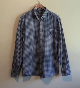 Nordstrom Size Large Blue Check Shirt Trim Fit Double Layer Button Down LS Mens - Picture 1 of 4