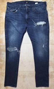 Pantalones de mezclilla True Religion para hombre 42x32 azul rocco relajados ajustados desgastados - Imagen 1 de 16