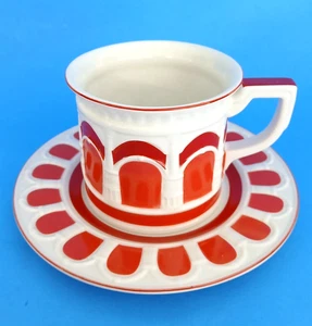 Gracie’s Arches Coral Rojo Taza de Té y Platillo Elegante NUEVO - Imagen 1 de 6